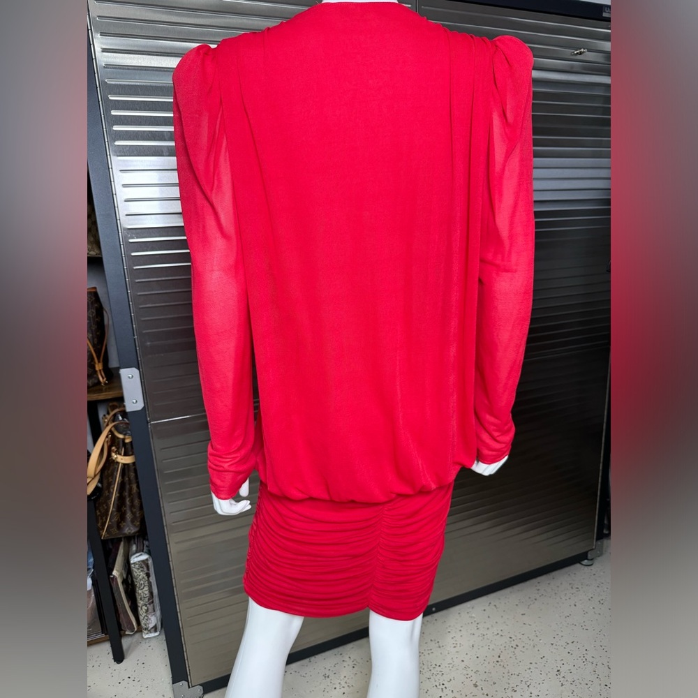 Vintage Frederick’s of Hollywood Ruched Red Dress Large - Picture 5 of 7